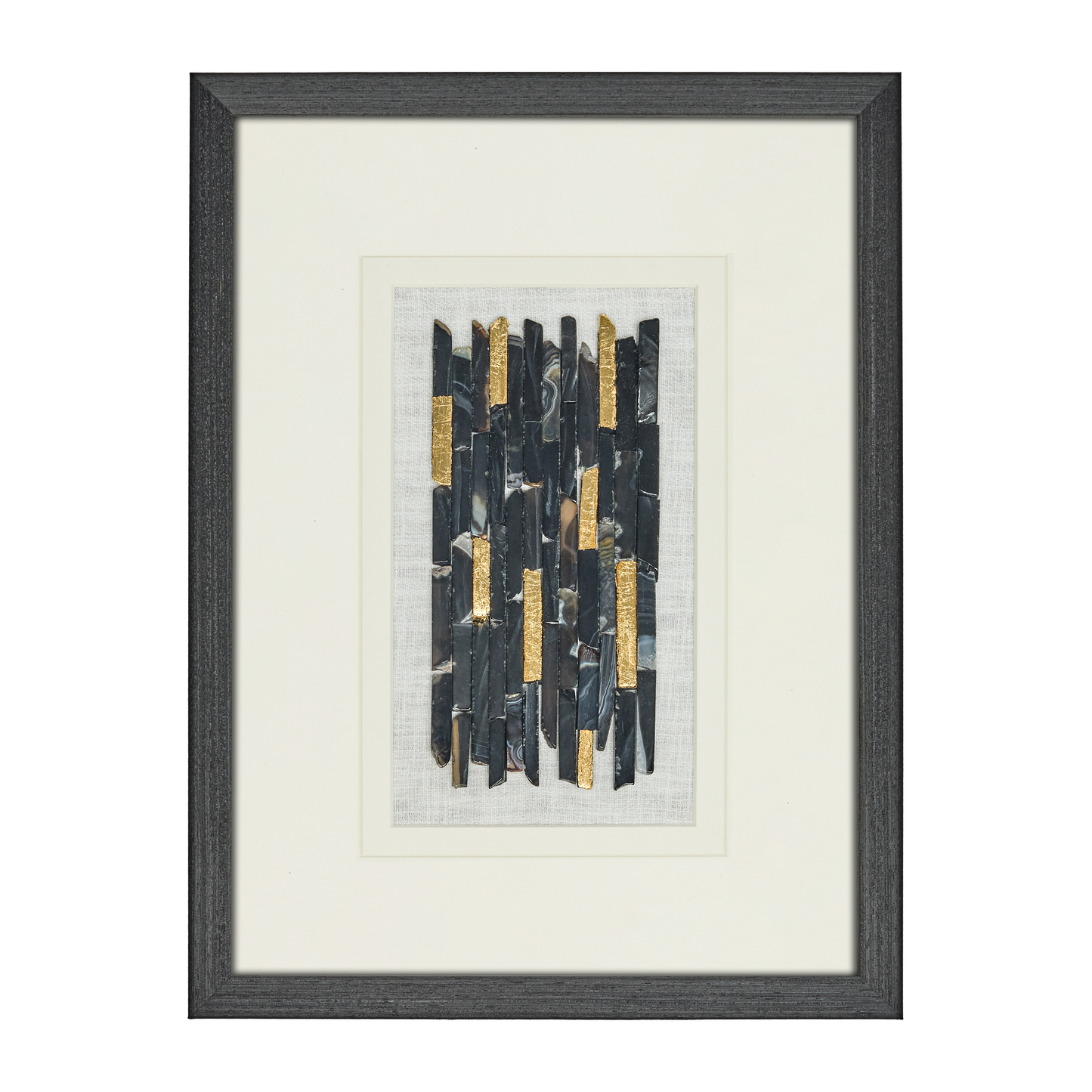 Goldgefasster Obsidian-Quadrat – Handgefertigtes Wandkunstwerk in Limited Edition