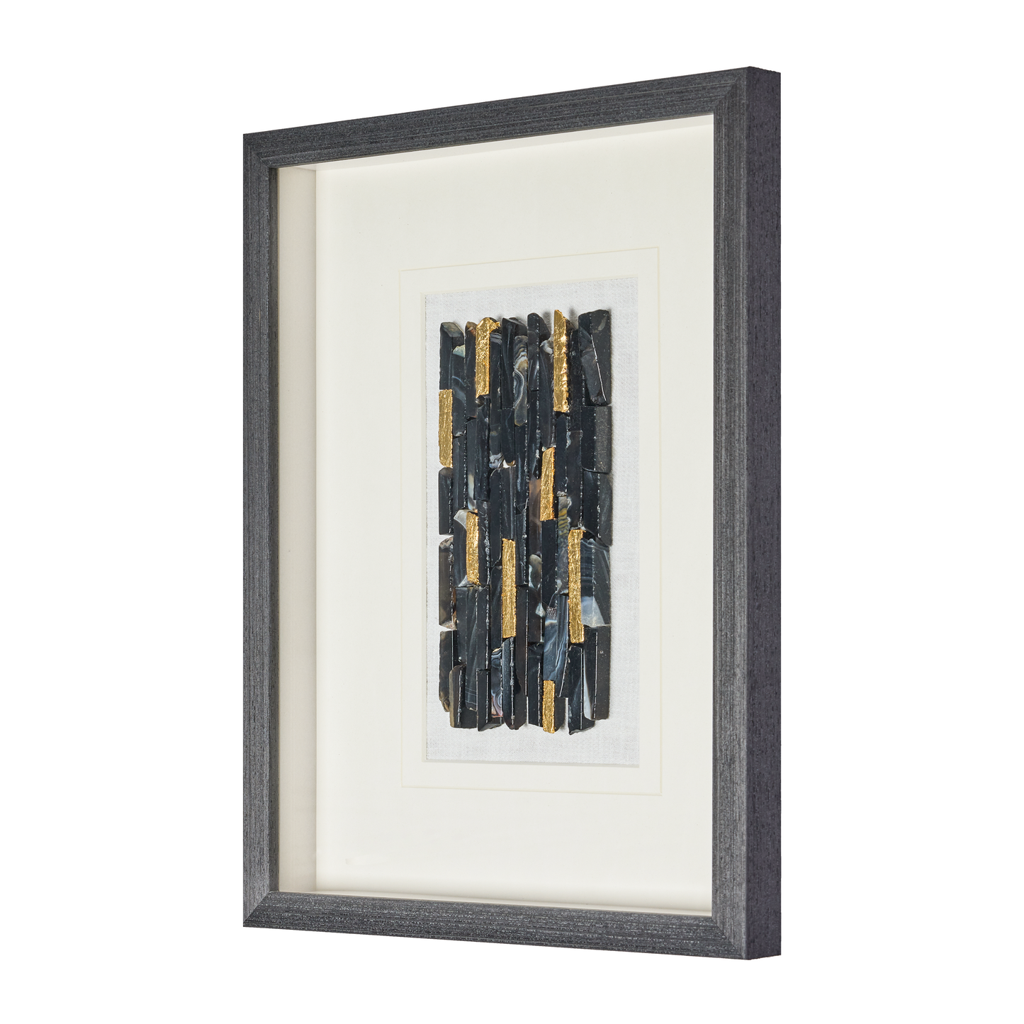 Goldgefasster Obsidian-Quadrat – Handgefertigtes Wandkunstwerk in Limited Edition