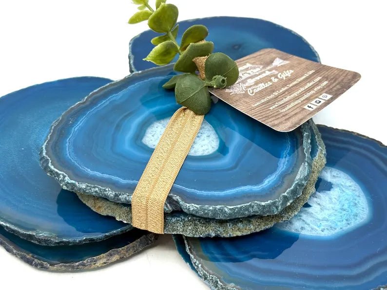 2 - in - 1 Natural Agate Slice: Coaster & Candle Glow - Jemento