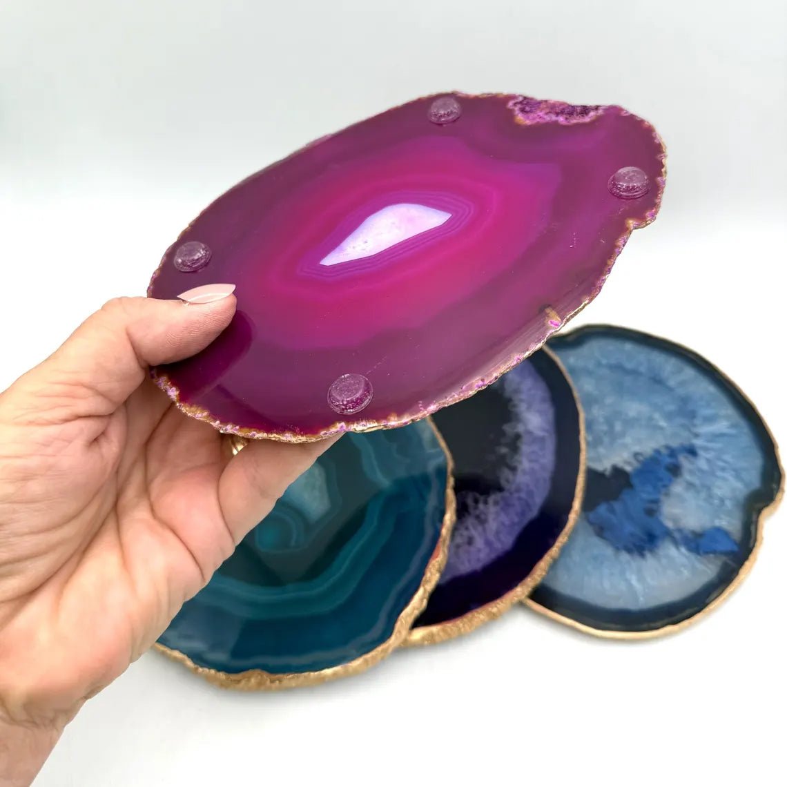 2 - in - 1 Natural Agate Slice: Coaster & Candle Glow - Jemento