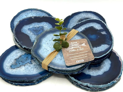 2 - in - 1 Natural Agate Slice: Coaster & Candle Glow - Jemento