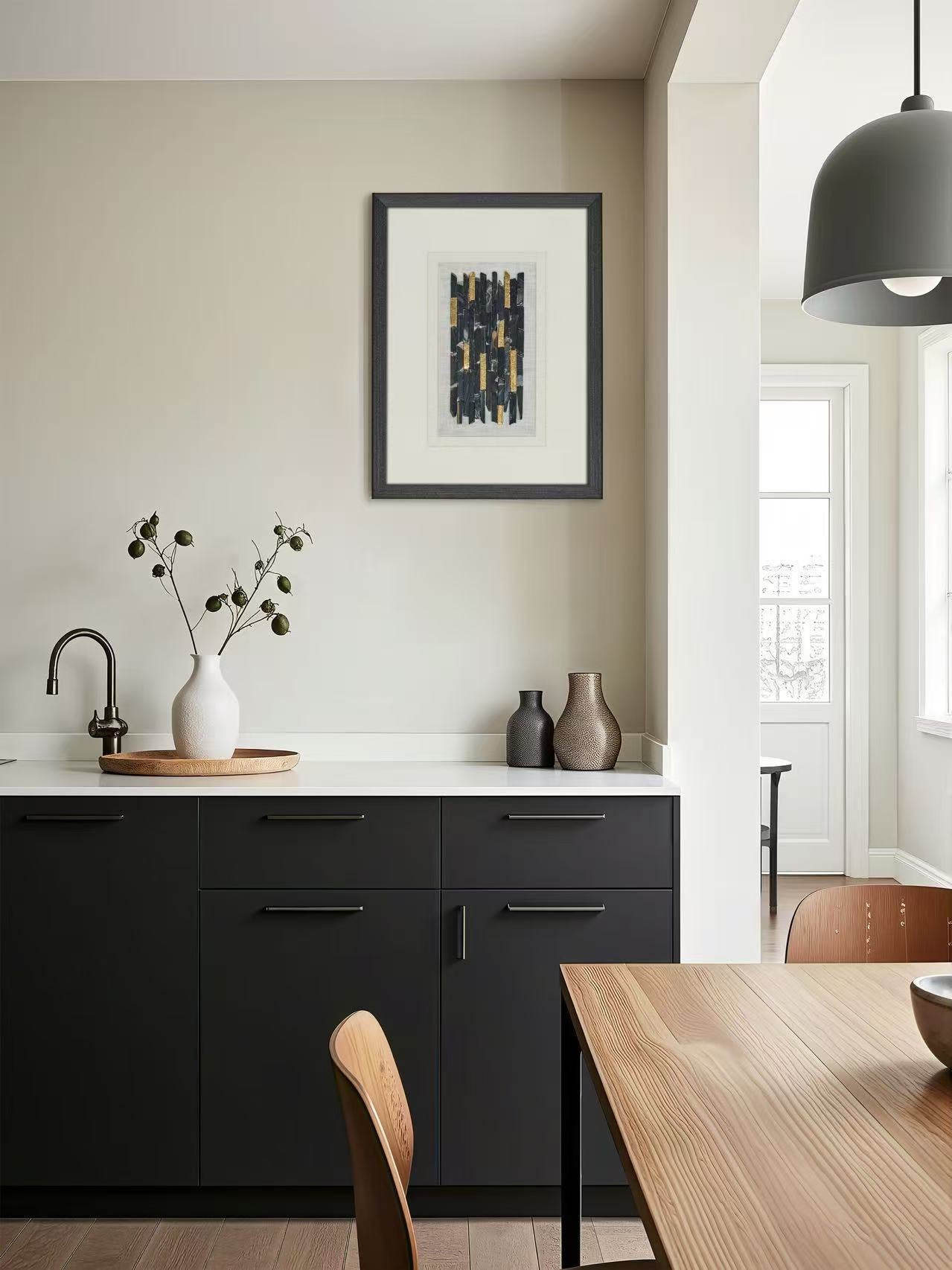 Goldgefasster Obsidian-Quadrat – Handgefertigtes Wandkunstwerk in Limited Edition