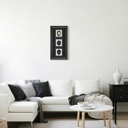 Dreiteiliges Achat - Triptychon – Handgeschnittene Naturkunst auf Galerierahmen - Jemento