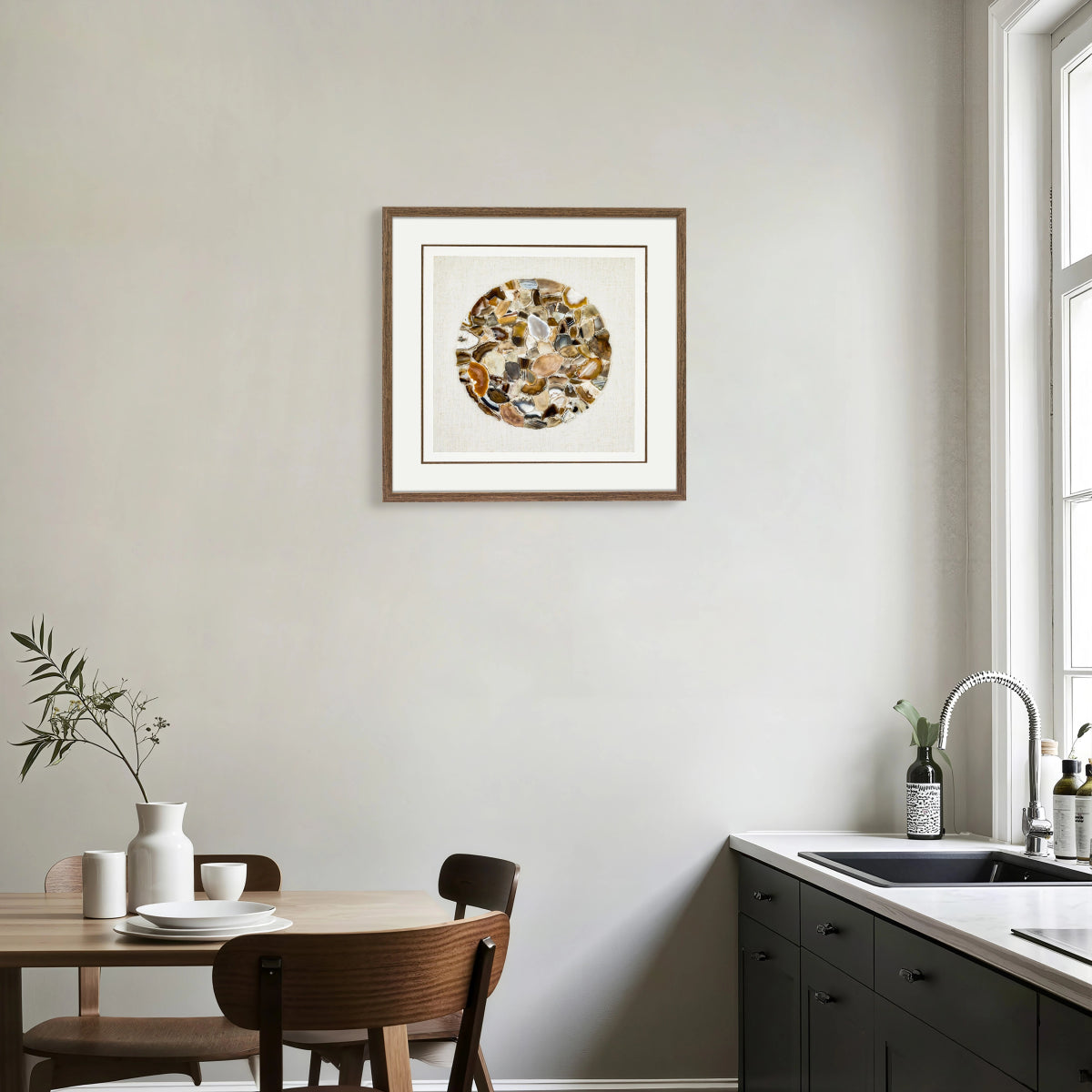 Earth's Canvas – Handwoven Linen Framed with Natural Agate Specimens - Jemento