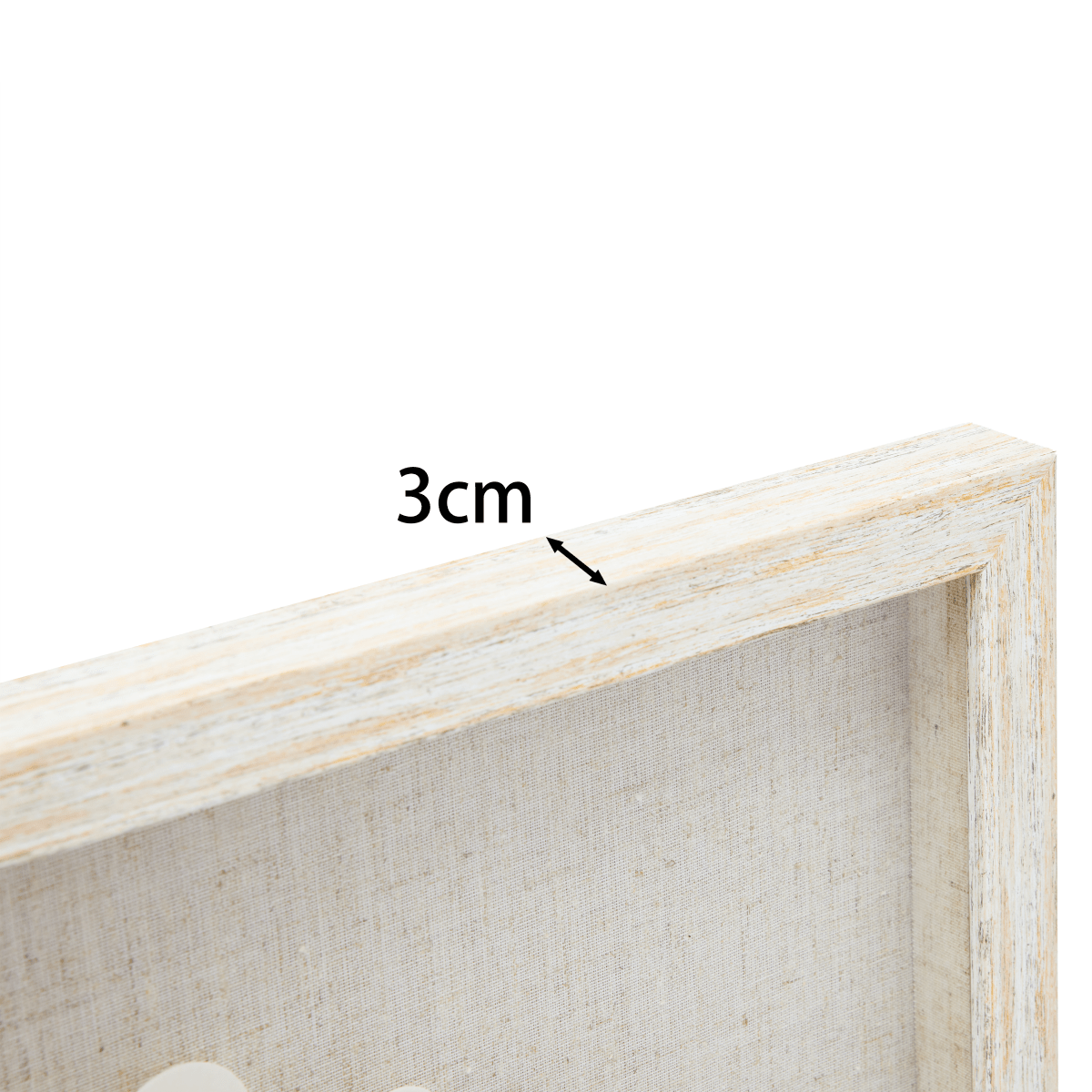 Handgefertigte Sola Paper - Kunst: Beige Leinen & Weißgold - Rahmen - Jemento