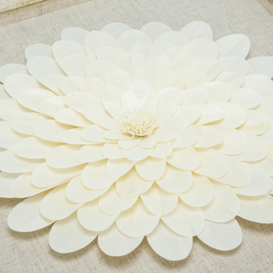 Handgefertigte Sola Paper - Kunst: Beige Leinen & Weißgold - Rahmen - Jemento