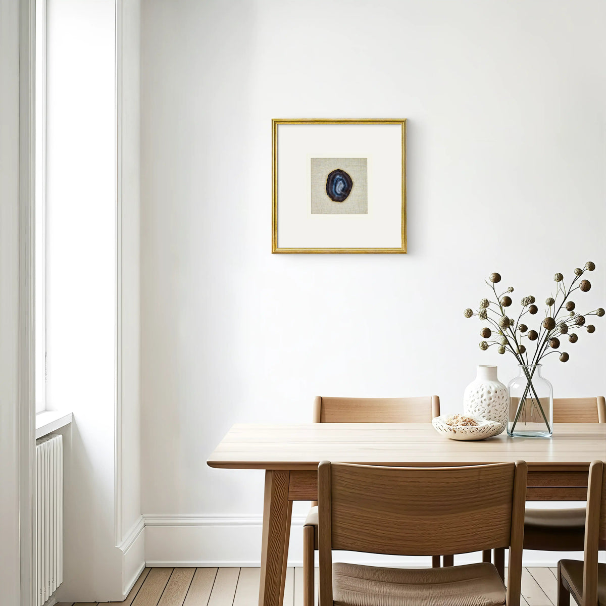 Luxuriöse Achat & Gold Komposition auf Naturleinen Wandkunst - Jemento