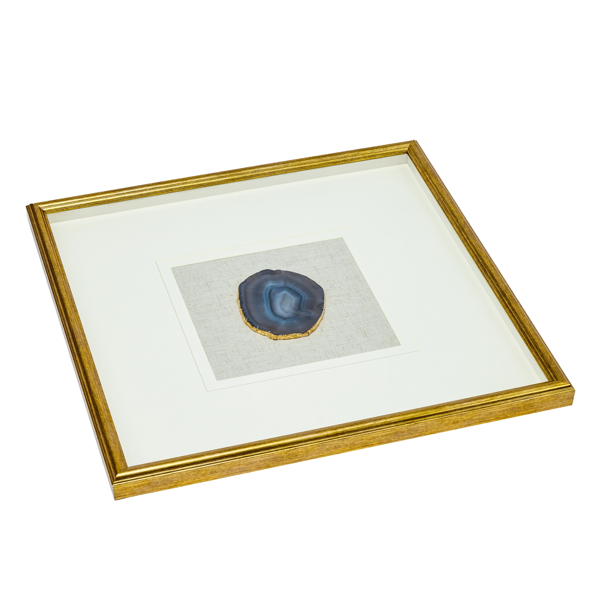 Luxuriöse Achat & Gold Komposition auf Naturleinen Wandkunst - Jemento