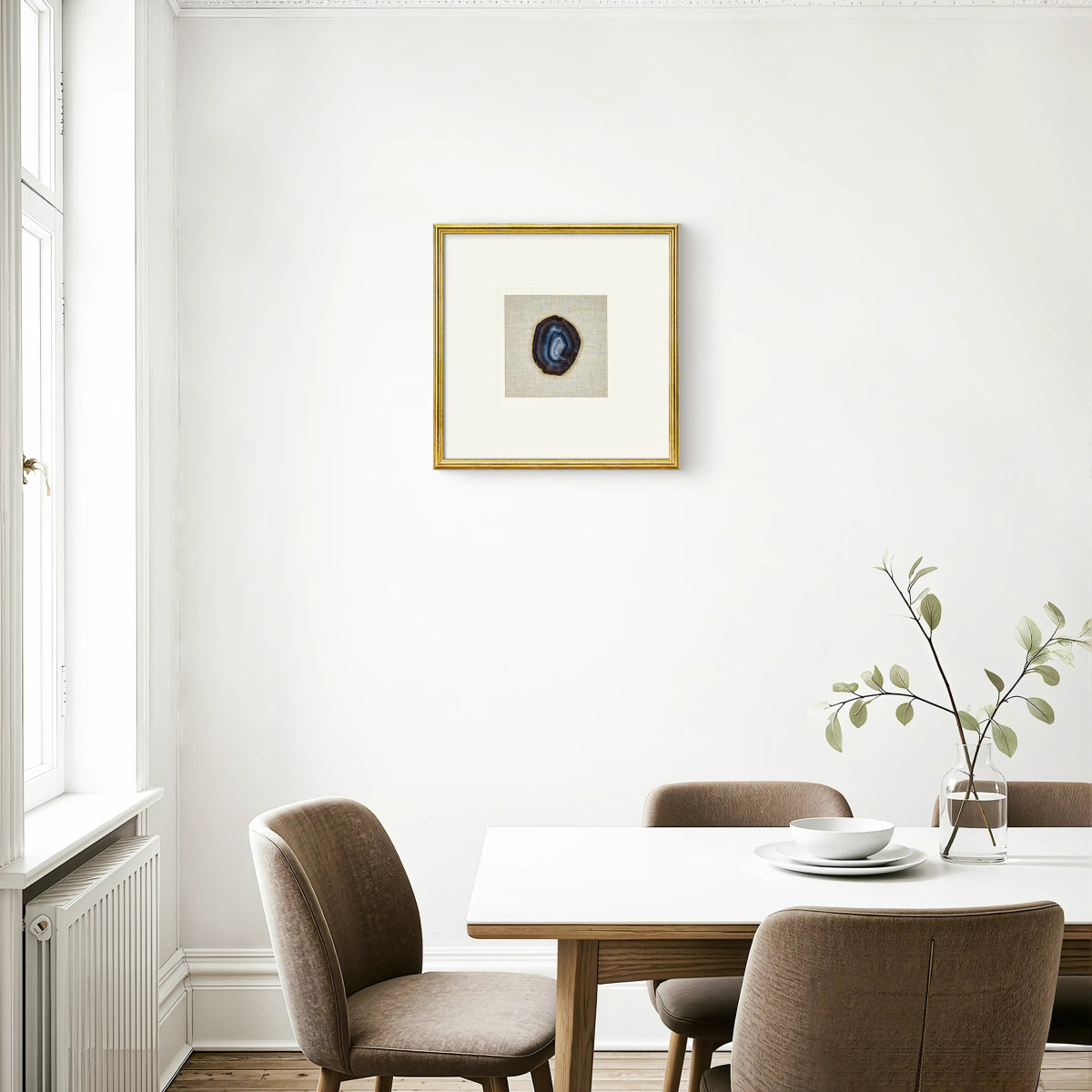 Luxuriöse Achat & Gold Komposition auf Naturleinen Wandkunst - Jemento