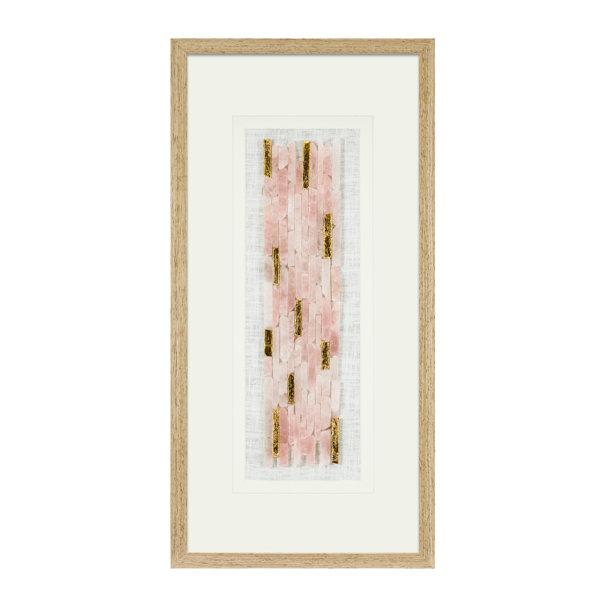 Natürlicher Rosenquarz mit Goldakzent Wandbild - Jemento