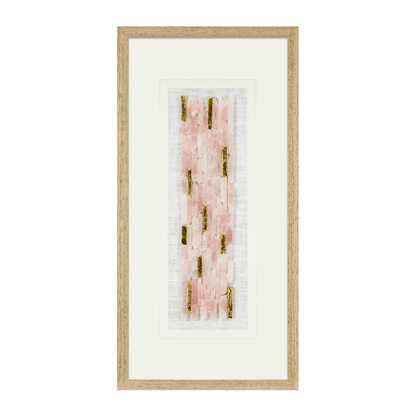 Natürlicher Rosenquarz mit Goldakzent Wandbild - Jemento