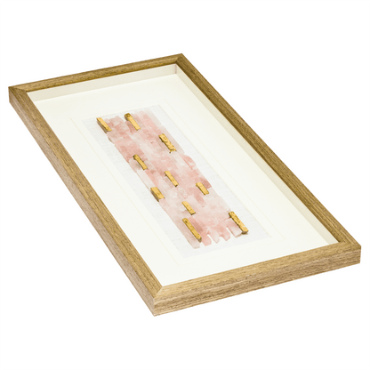 Natürlicher Rosenquarz mit Goldakzent Wandbild - Jemento