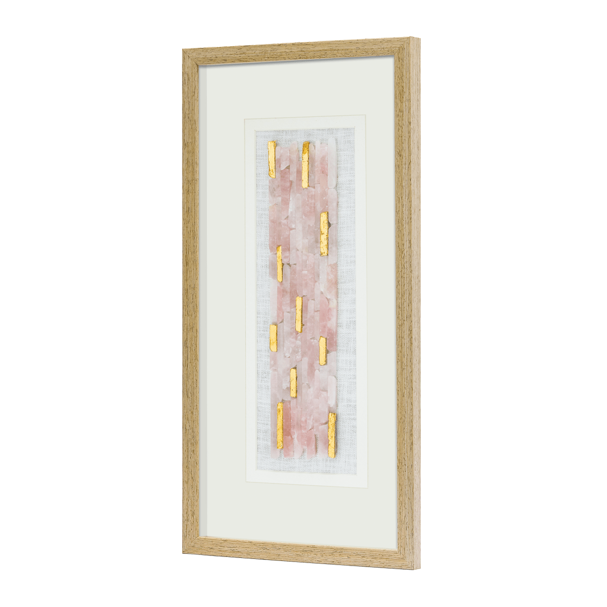 Natürlicher Rosenquarz mit Goldakzent Wandbild - Jemento