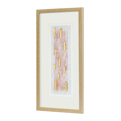 Natürlicher Rosenquarz mit Goldakzent Wandbild - Jemento