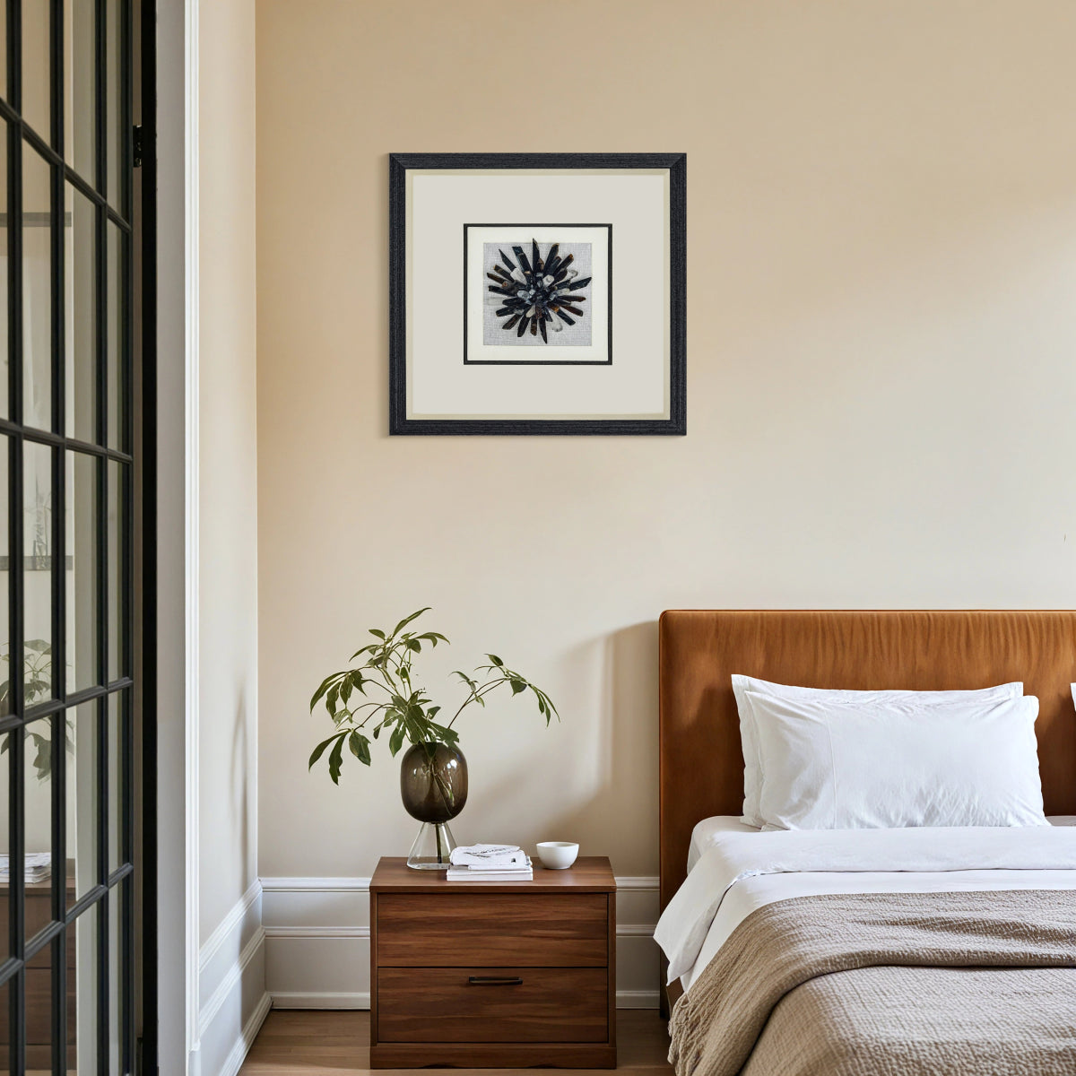 Zenith" Agate & Rock Crystal Wall Art – Handcrafted on a Zen - Gray Frame - Jemento